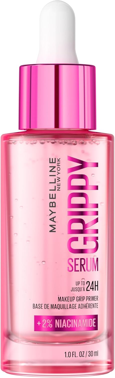 Maybelline New York Grippy Serum Foundation, fixeert make-up gedurende 24 uur, formule met 2% niacinamide, 30 ml