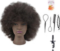 25,4 cm Afro trainingshoofd, 100% echt haar, mannequin-hoofd voor kapsel, inclusief clip