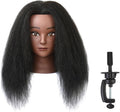 Kappershoofd, professioneel, 100% afro-haar, trainingshoofd voor kappers, met tafelstandaard (35 cm, zwart)