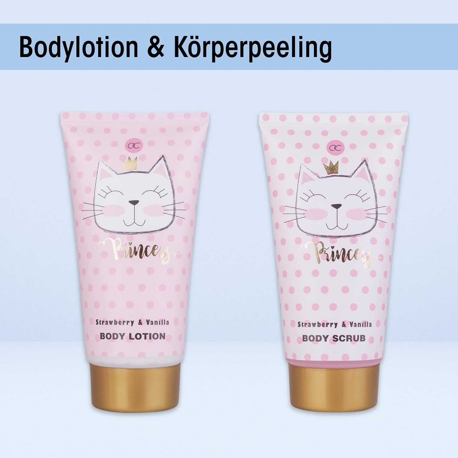 Accentra - Princess Kitty cadeauset voor meisjes en vrouwen - doucheset inclusief schuimbad, scrub, douchegel en meer - Fruitgeur cadeau in een mooie doos