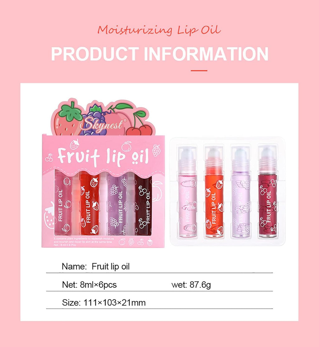 Girls Roll On Lip Gloss Set met Case, 4 stuks lipgloss, glanzend, voor kinderen en jongeren, fruitige smaken, geschikt voor kinderen, feestcadeau, beste vrienden