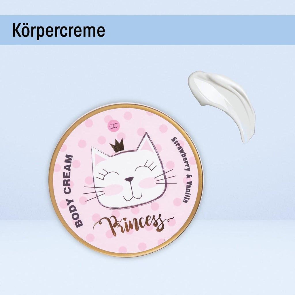 Accentra - Princess Kitty cadeauset voor meisjes en vrouwen - doucheset inclusief schuimbad, scrub, douchegel en meer - Fruitgeur cadeau in een mooie doos