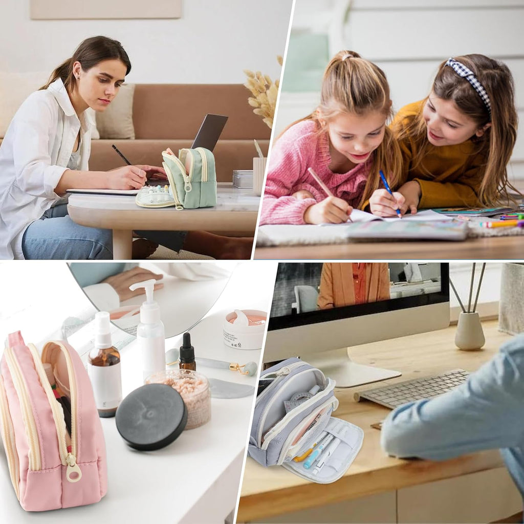 COLOCASTLE Pennenetui, etui met grote capaciteit, met 3 vakken, make-uptas, school, schrijfwaren, pennenzak voor studenten, jongens en meisjes