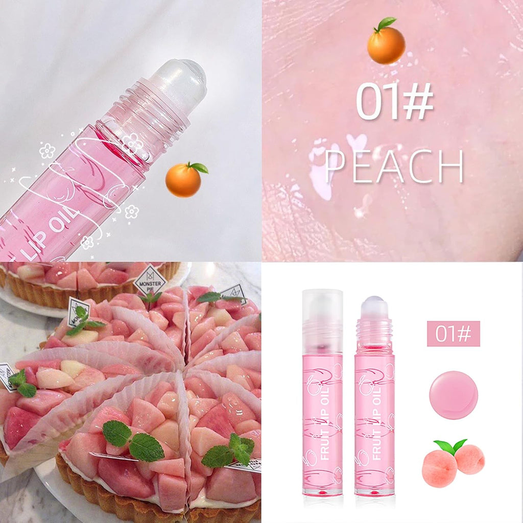 Girls Roll On Lip Gloss Set met Case, 4 stuks lipgloss, glanzend, voor kinderen en jongeren, fruitige smaken, geschikt voor kinderen, feestcadeau, beste vrienden