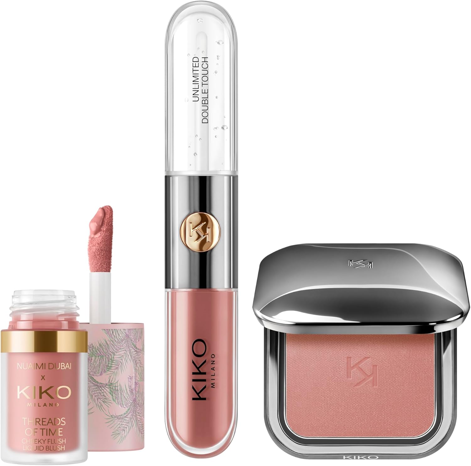 KIKO Milano Threads Of Time Lip To Cheek Up Kit, Make-up Geschenkdoos: 2-in-1 Lippenstift en Lippenstift, Vloeibare Blush en Powder Blush