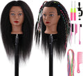 DiazySight Afro mannequin-hoofd van 100% steil echt haar, 45,7 cm, voor meisjes om te oefenen, kappershoofd en trainingsset voor cosmentogoly training en stylist