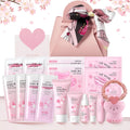 LAIKOU Sakura Skincare Set voor tieners, meisjes, 18-delig, gezichtsverzorgingsset voor reizen, met reiniger, crème, masker, patch, lippen, elastisch, voor hydraterend, voedend en glanzend