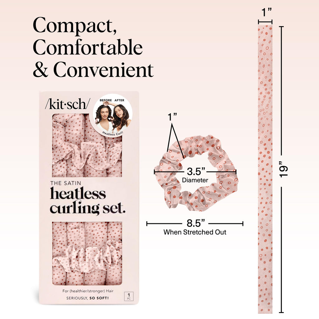 Kitsch Satin Heatless Curlers Set – Heatless Curls Overnight with 34" Hair Curler & 2 Satin Scrunchies – Comfortable Hair Curlers to Sleep In for Frizz-Free, No Heat Damage Styling - Sunset Tie Dye