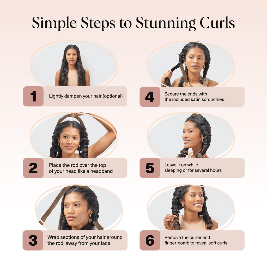 Kitsch Satin Heatless Curlers Set – Heatless Curls Overnight with 34" Hair Curler & 2 Satin Scrunchies – Comfortable Hair Curlers to Sleep In for Frizz-Free, No Heat Damage Styling - Sunset Tie Dye