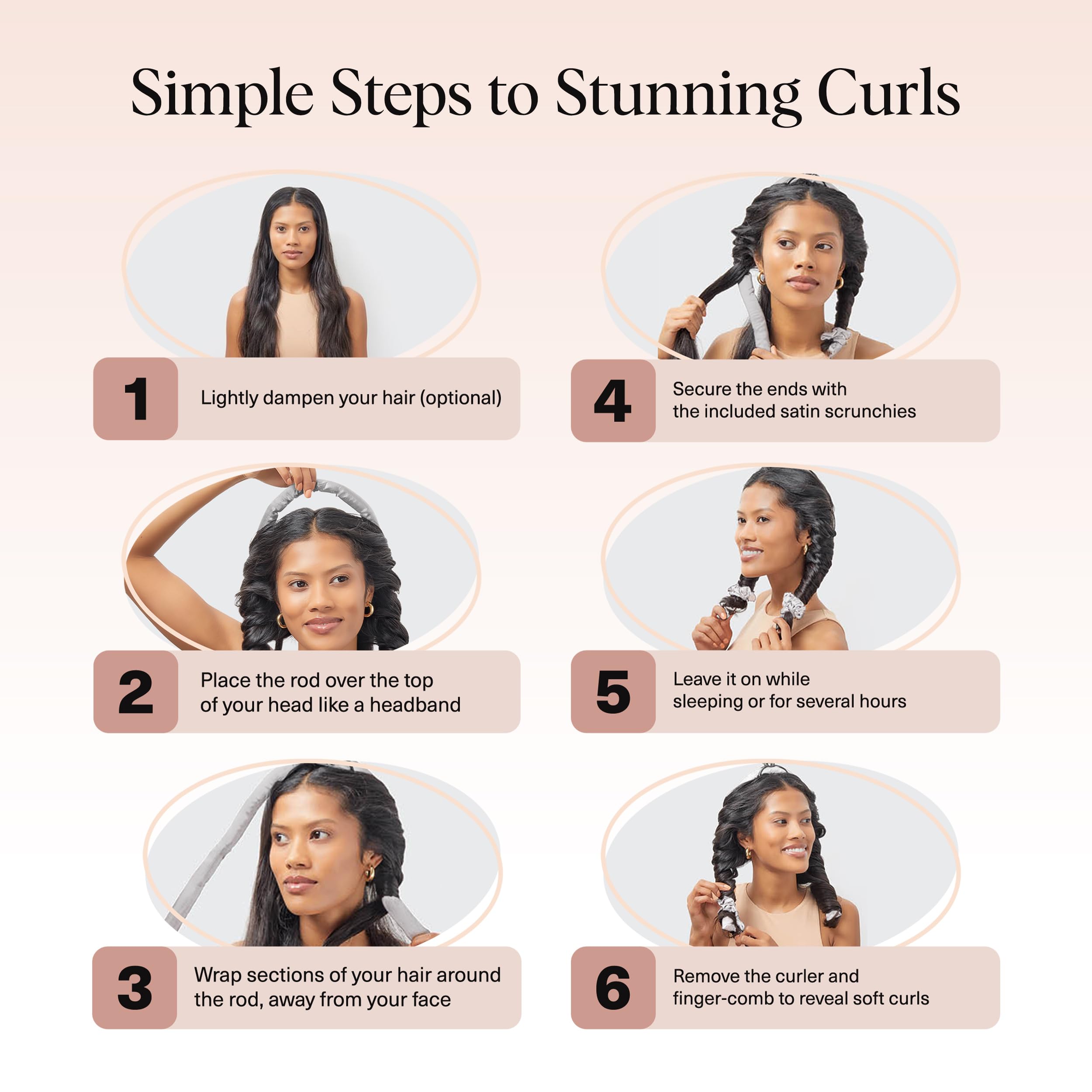 Kitsch Satin Heatless Curlers Set – Heatless Curls Overnight with 34" Hair Curler & 2 Satin Scrunchies – Comfortable Hair Curlers to Sleep In for Frizz-Free, No Heat Damage Styling - Sunset Tie Dye