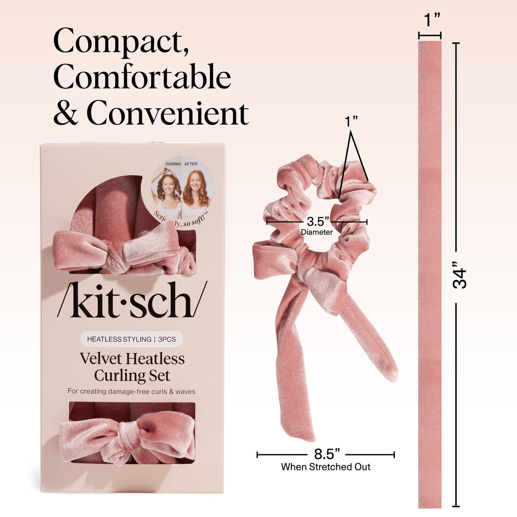 Kitsch Satin Heatless Curlers Set – Heatless Curls Overnight with 34" Hair Curler & 2 Satin Scrunchies – Comfortable Hair Curlers to Sleep In for Frizz-Free, No Heat Damage Styling - Sunset Tie Dye