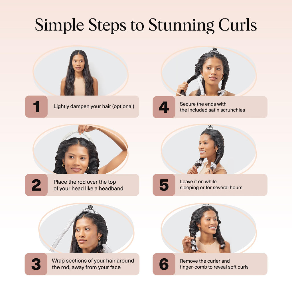 Kitsch Satin Heatless Curlers Set – Heatless Curls Overnight with 34" Hair Curler & 2 Satin Scrunchies – Comfortable Hair Curlers to Sleep In for Frizz-Free, No Heat Damage Styling - Sunset Tie Dye
