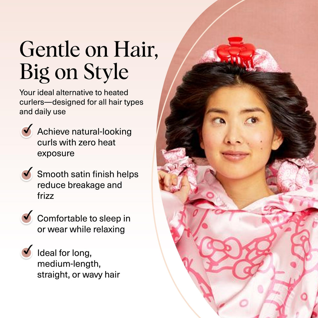 Kitsch Satin Heatless Curlers Set – Heatless Curls Overnight with 34" Hair Curler & 2 Satin Scrunchies – Comfortable Hair Curlers to Sleep In for Frizz-Free, No Heat Damage Styling - Sunset Tie Dye