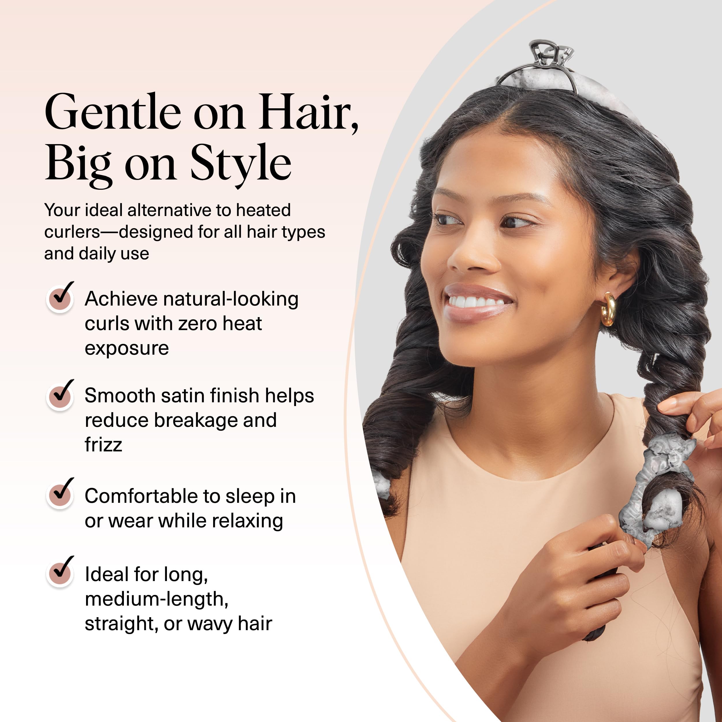 Kitsch Satin Heatless Curlers Set – Heatless Curls Overnight with 34" Hair Curler & 2 Satin Scrunchies – Comfortable Hair Curlers to Sleep In for Frizz-Free, No Heat Damage Styling - Sunset Tie Dye