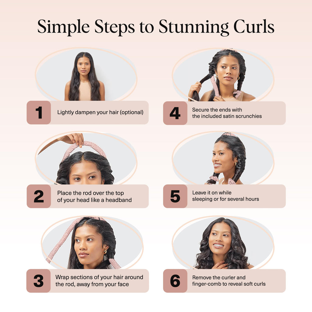 Kitsch Satin Heatless Curlers Set – Heatless Curls Overnight with 34" Hair Curler & 2 Satin Scrunchies – Comfortable Hair Curlers to Sleep In for Frizz-Free, No Heat Damage Styling - Sunset Tie Dye