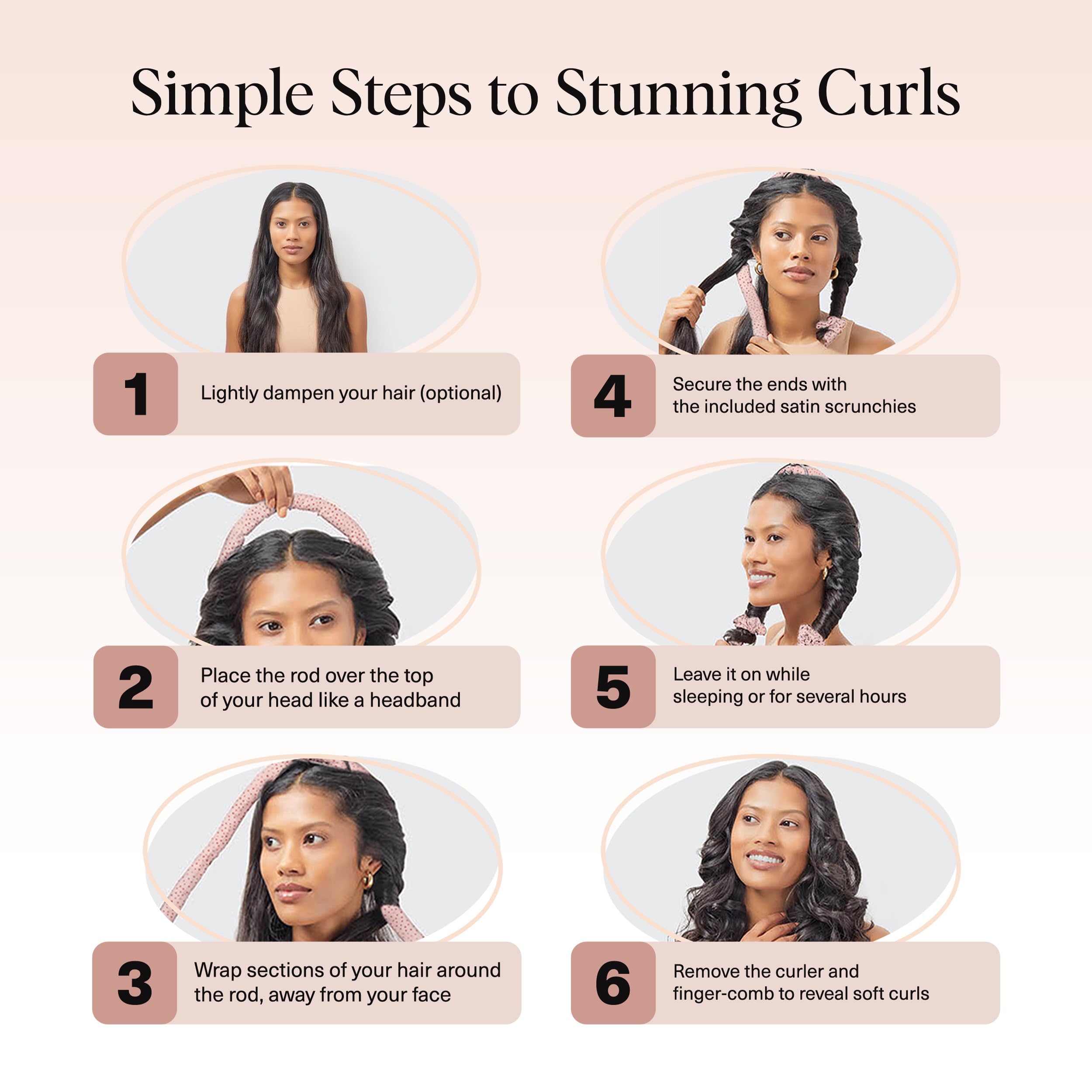 Kitsch Satin Heatless Curlers Set – Heatless Curls Overnight with 34" Hair Curler & 2 Satin Scrunchies – Comfortable Hair Curlers to Sleep In for Frizz-Free, No Heat Damage Styling - Sunset Tie Dye