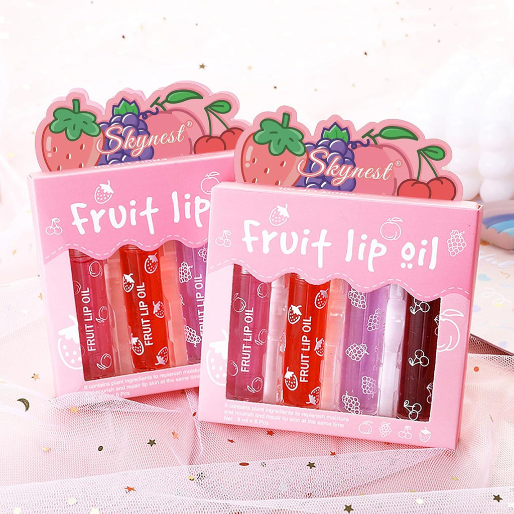 Girls Roll On Lip Gloss Set met Case, 4 stuks lipgloss, glanzend, voor kinderen en jongeren, fruitige smaken, geschikt voor kinderen, feestcadeau, beste vrienden