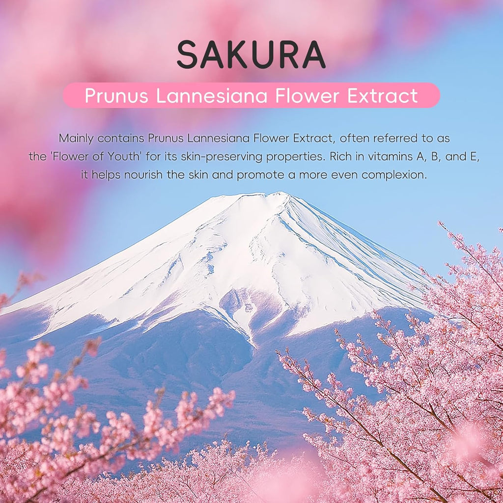 LAIKOU Sakura Gezichtsverzorgingsset, 11-delig, gezichtsverzorgingsset voor tieners, reishuidverzorgingsset met gezichtsreiniger, serum, vochtinbrengende crème, gezichtsmasker en moddermasker