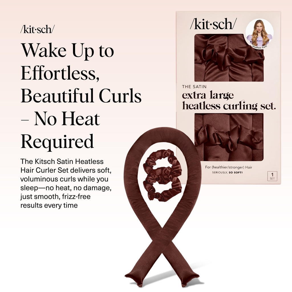 Kitsch Satin Heatless Curlers Set – Heatless Curls Overnight with 34" Hair Curler & 2 Satin Scrunchies – Comfortable Hair Curlers to Sleep In for Frizz-Free, No Heat Damage Styling - Sunset Tie Dye
