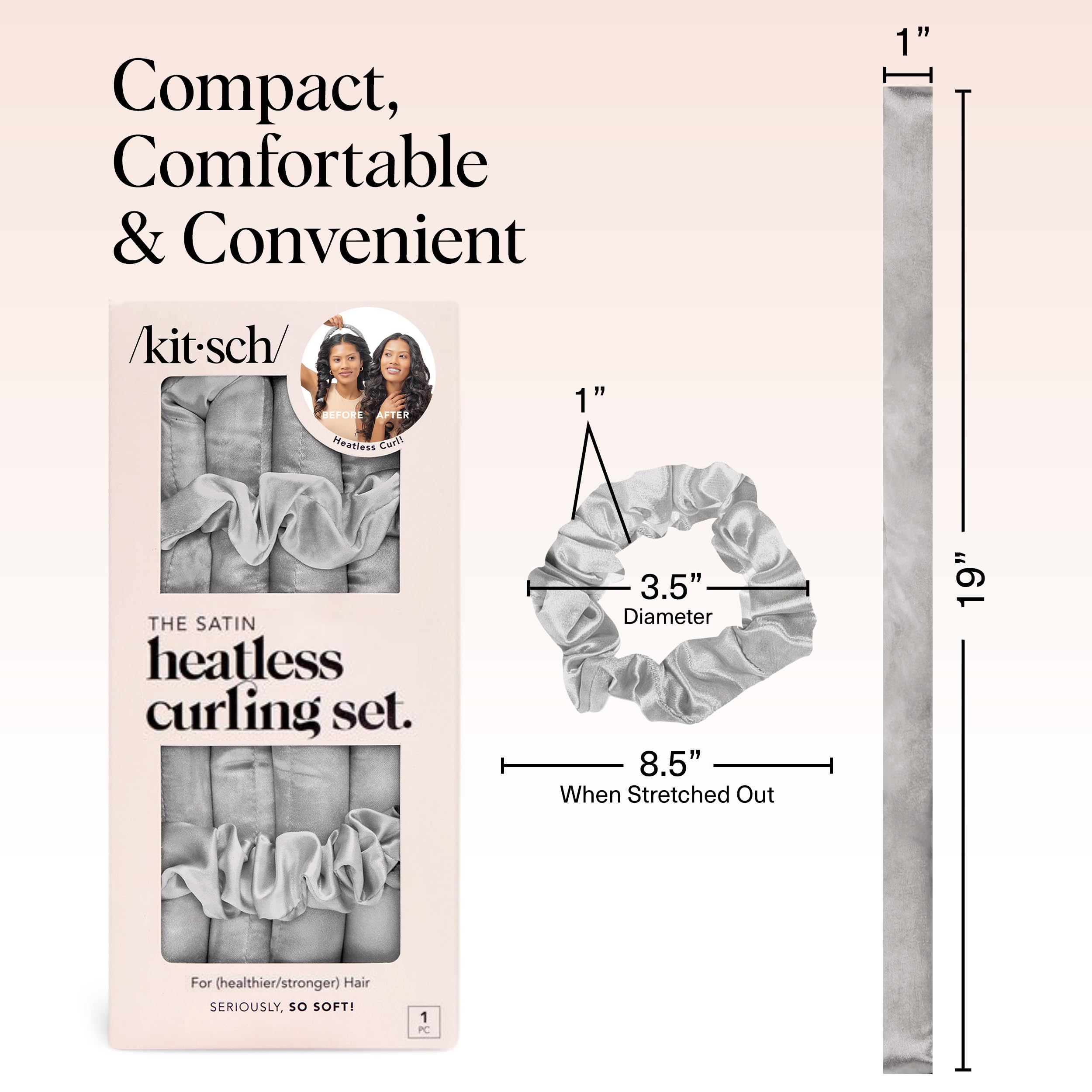 Kitsch Satin Heatless Curlers Set – Heatless Curls Overnight with 34" Hair Curler & 2 Satin Scrunchies – Comfortable Hair Curlers to Sleep In for Frizz-Free, No Heat Damage Styling - Sunset Tie Dye