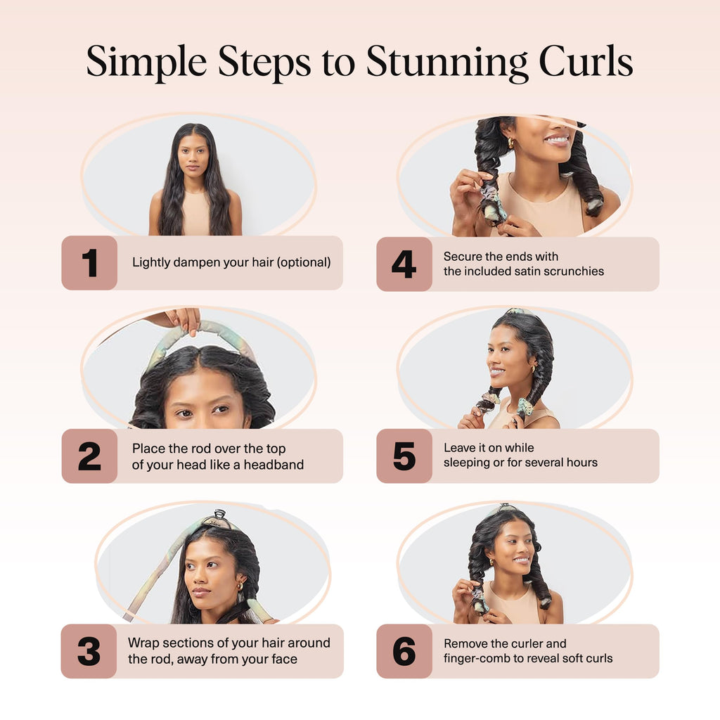 Kitsch Satin Heatless Curlers Set – Heatless Curls Overnight with 34" Hair Curler & 2 Satin Scrunchies – Comfortable Hair Curlers to Sleep In for Frizz-Free, No Heat Damage Styling - Sunset Tie Dye