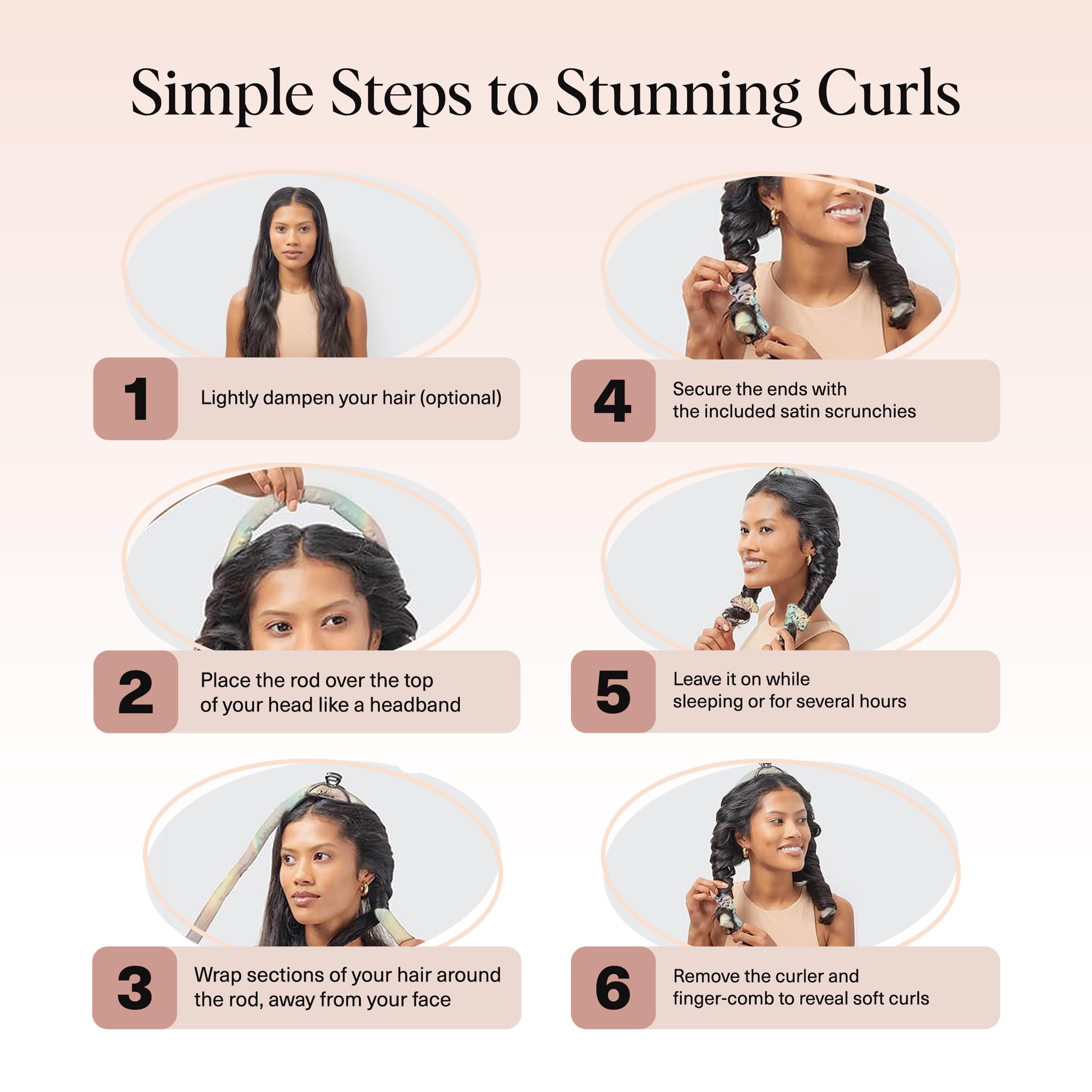 Kitsch Satin Heatless Curlers Set – Heatless Curls Overnight with 34" Hair Curler & 2 Satin Scrunchies – Comfortable Hair Curlers to Sleep In for Frizz-Free, No Heat Damage Styling - Sunset Tie Dye
