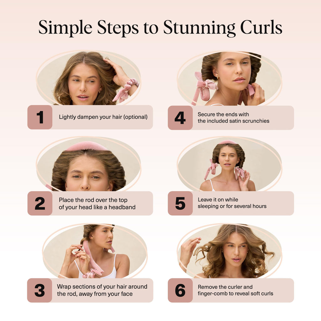 Kitsch Satin Heatless Curlers Set – Heatless Curls Overnight with 34" Hair Curler & 2 Satin Scrunchies – Comfortable Hair Curlers to Sleep In for Frizz-Free, No Heat Damage Styling - Sunset Tie Dye