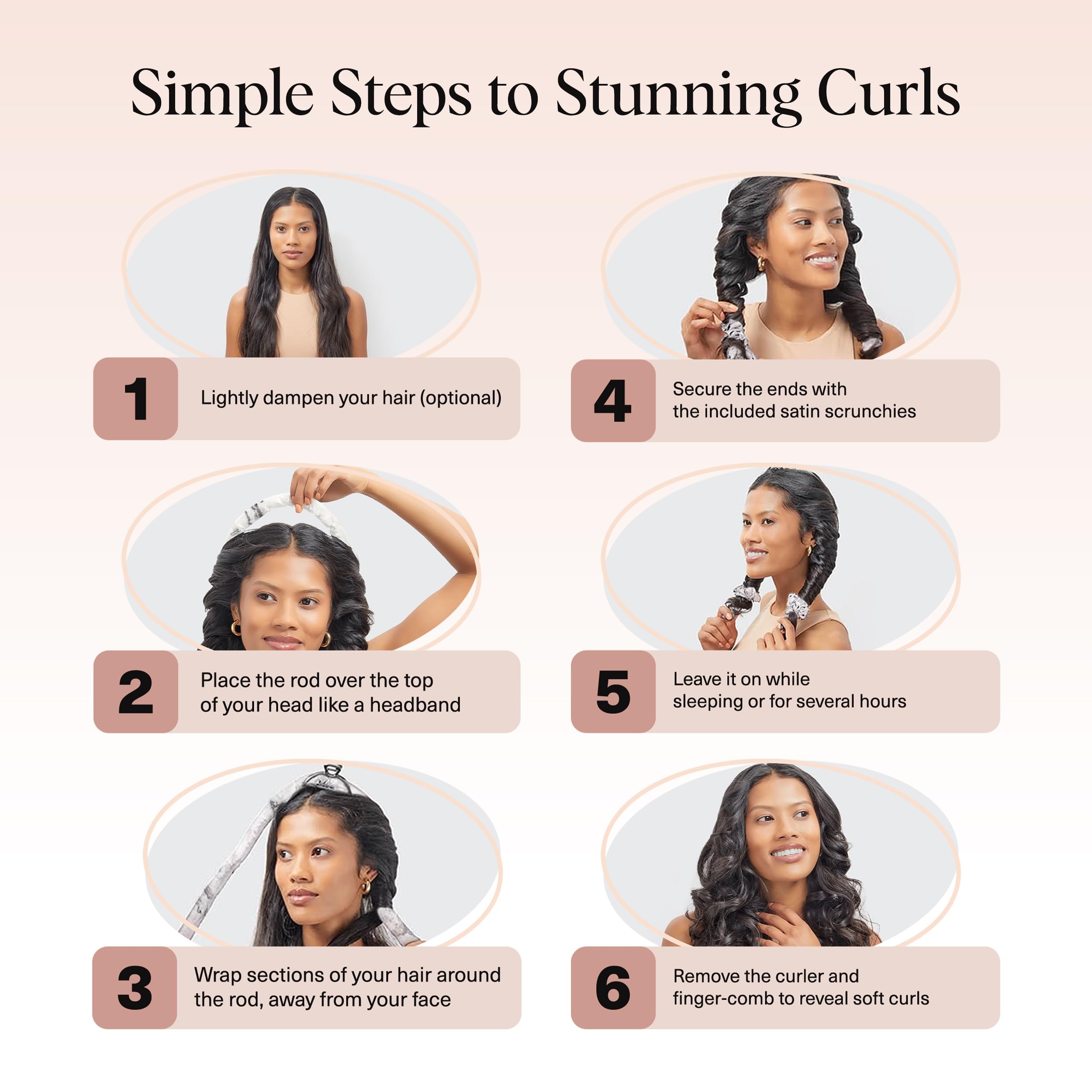 Kitsch Satin Heatless Curlers Set – Heatless Curls Overnight with 34" Hair Curler & 2 Satin Scrunchies – Comfortable Hair Curlers to Sleep In for Frizz-Free, No Heat Damage Styling - Sunset Tie Dye