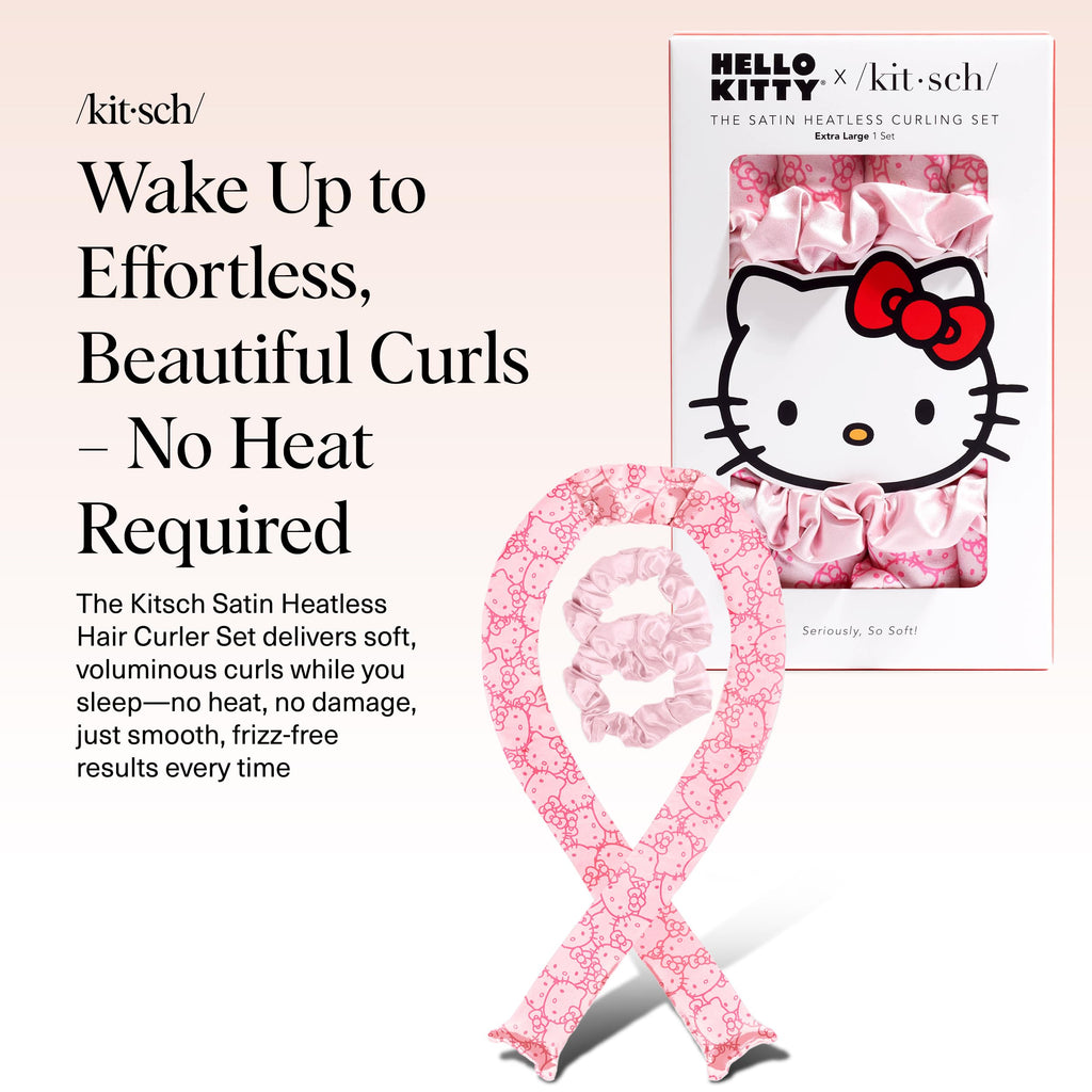 Kitsch Satin Heatless Curlers Set – Heatless Curls Overnight with 34" Hair Curler & 2 Satin Scrunchies – Comfortable Hair Curlers to Sleep In for Frizz-Free, No Heat Damage Styling - Sunset Tie Dye