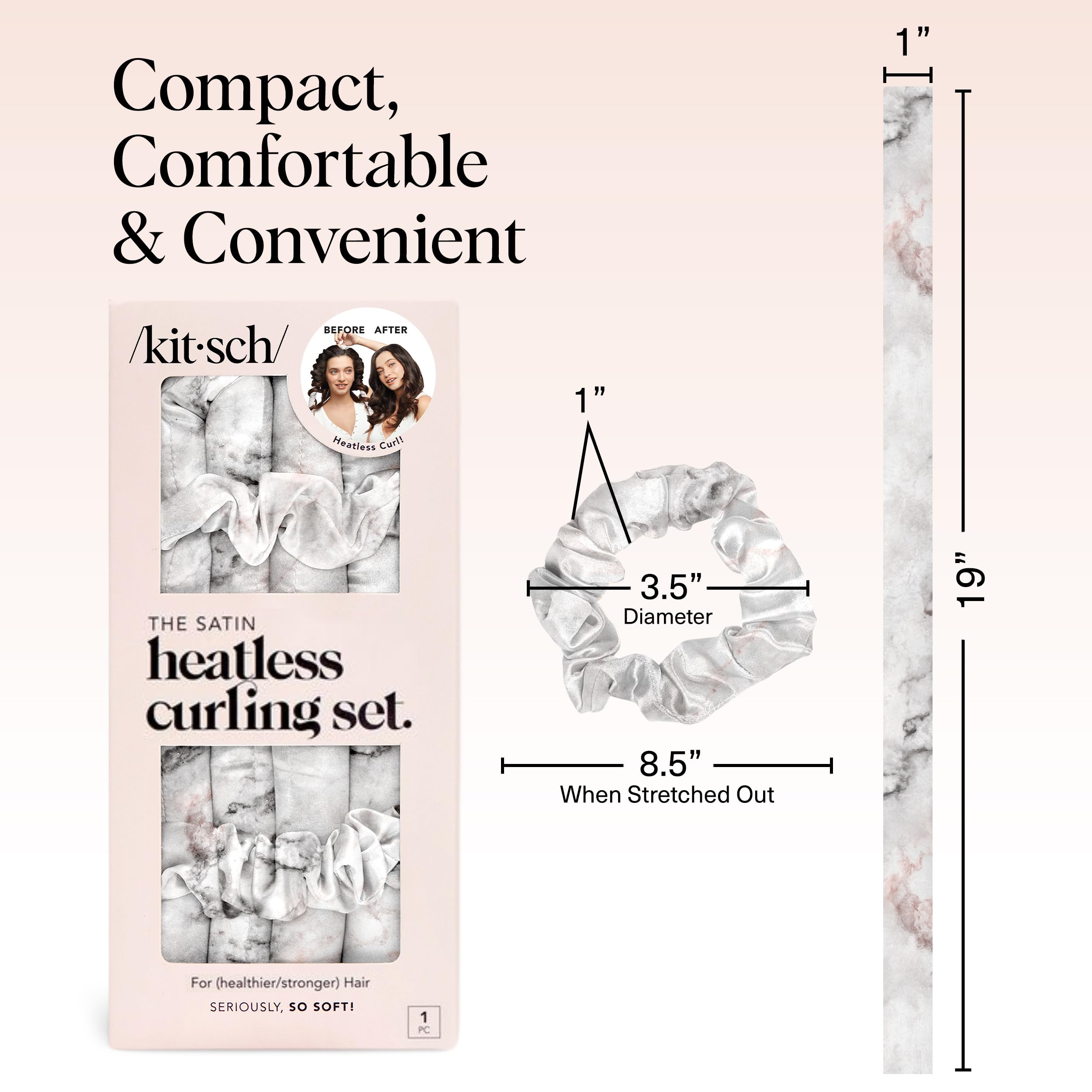 Kitsch Satin Heatless Curlers Set – Heatless Curls Overnight with 34" Hair Curler & 2 Satin Scrunchies – Comfortable Hair Curlers to Sleep In for Frizz-Free, No Heat Damage Styling - Sunset Tie Dye