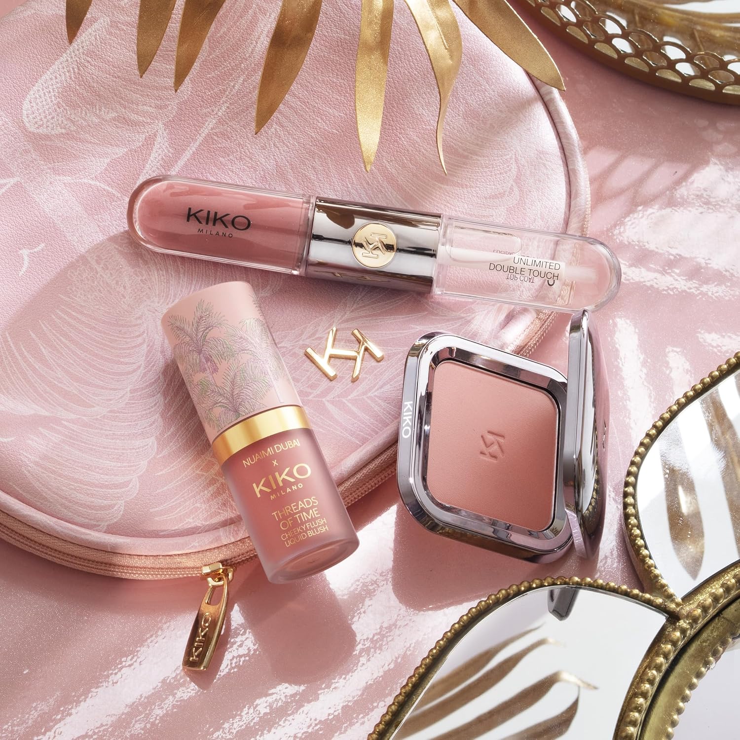 KIKO Milano Threads Of Time Lip To Cheek Up Kit, Make-up Geschenkdoos: 2-in-1 Lippenstift en Lippenstift, Vloeibare Blush en Powder Blush